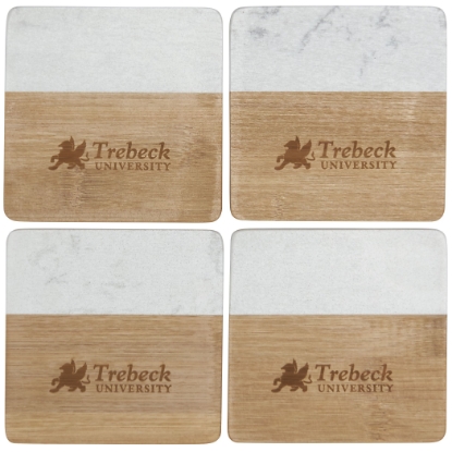 Picture of Marble and Bamboo Coaster Set