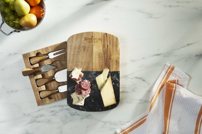 Picture of Black Marble Cheese Board Set with Knives