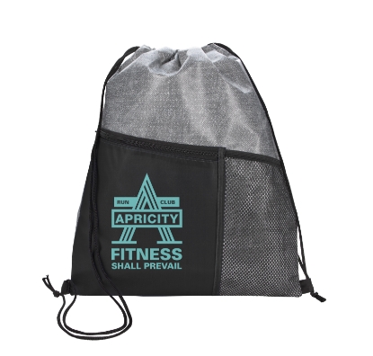 Good Value™ Heathered RPET Non-Woven Drawstring Backpack - Black