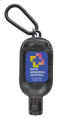 1 oz. Hand Sanitizer with Colorful Case and Carabiner - Black