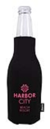Koozie® Zip-Up Bottle Cooler with Opener - Black