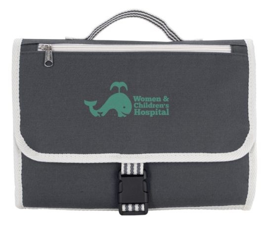 Atchison® Stripe?Diaper Changing Travel Pouch/Mat - Gray