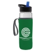 24 Oz. Transparent Bottle & Caddy - Flip Straw Lid - Clear