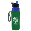 24 Oz. Transparent Bottle & Caddy - Flip Straw Lid - Translucent Blue
