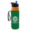 24 Oz. Transparent Bottle & Caddy - Flip Straw Lid - Translucent Orange
