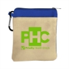 Garyline® Canvas Zipper Pouch with Carabiner - Natural with Blue