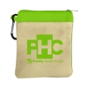 Garyline® Canvas Zipper Pouch with Carabiner - Natural with Lime Green
