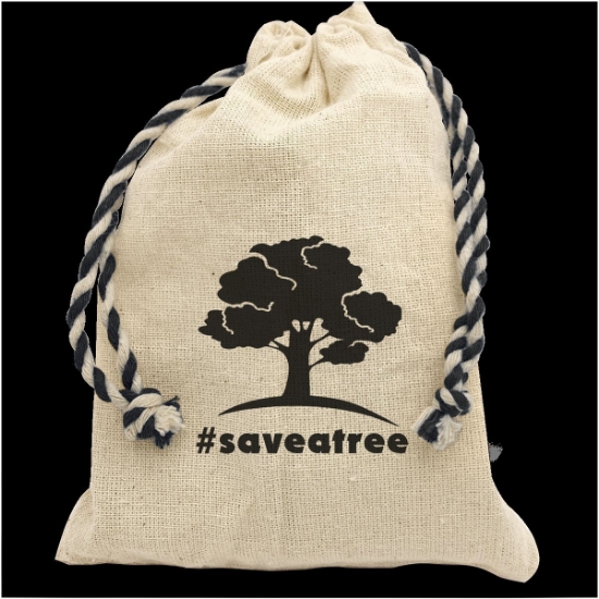 Garyline® Handy Canvas Drawstring Pouch - Natural with Black