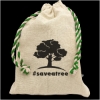 Garyline® Handy Canvas Drawstring Pouch - Natural with Green