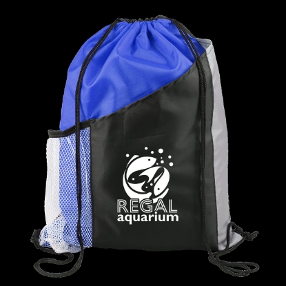 Garyline® Collegiate Drawstring Backpack - Blue with Black