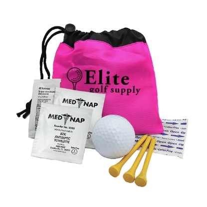 Cinch Tote Golf Kit - Hot Pink with Black Trim