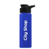 Garyline® Boss Embossed RPET Bottle with Drink-Thru Lid - 26 oz. - Translucent Blue