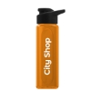 Garyline® Boss Embossed RPET Bottle with Drink-Thru Lid - 26 oz. - Translucent Orange