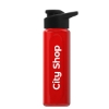 Garyline® Boss Embossed RPET Bottle with Drink-Thru Lid - 26 oz. - Translucent Red