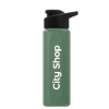 Garyline® Boss Embossed RPET Bottle with Drink-Thru Lid - 26 oz. - Translucent Warm Eucalyptus