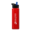 Garyline® Boss Embossed RPET Bottle with Flip-Straw Lid - 26 oz. - Translucent Red