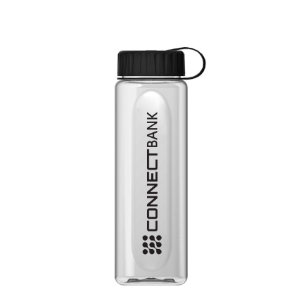 Garyline® Boss Embossed RPET Bottle with Tethered Lid - 26 oz. - Clear