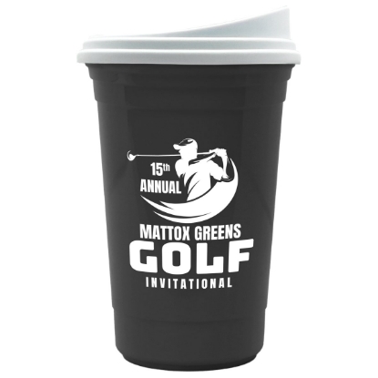 Garyline® Varsity Double-Wall Tumbler with Liner and Slider Lid - 16 oz. - Black