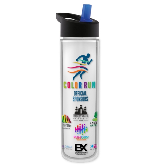 Garyline® Chiller Insulated Bottle with Flip-Straw Lid and Full-Color Insert - 16 oz. - Clear