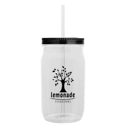 Garyline® Tritan® Mason Jar with Lid and Straw - 27 oz. - Clear