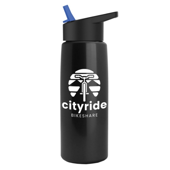 Garyline® Flair Tritan® Metallike Bottle with Flip-Straw Lid - 26 oz. - Metallic Black