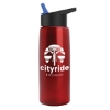 Garyline® Flair Tritan® Metallike Bottle with Flip-Straw Lid - 26 oz. - Metallic Red