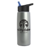 Garyline® Flair Tritan® Metallike Bottle with Flip-Straw Lid - 26 oz. - Metallic Silver