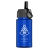 Garyline® Mini RPET Bottle with Ring-Straw Lid - 16 oz. - Translucent Blue
