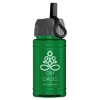 Garyline® Mini RPET Bottle with Ring-Straw Lid - 16 oz. - Translucent Green