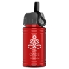 Garyline® Mini RPET Bottle with Ring-Straw Lid - 16 oz. - Translucent Red