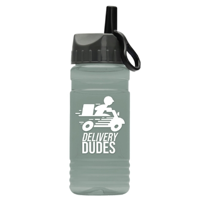 Garyline® RPET Bottle with Ring-Straw Lid - 20 oz. - Glacier Blue