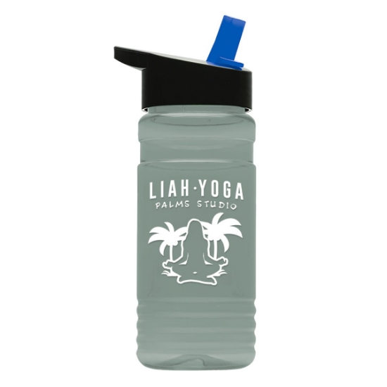 Garyline® RPET Bottle with Flip-Straw Lid - 20 oz. - Glacier Blue