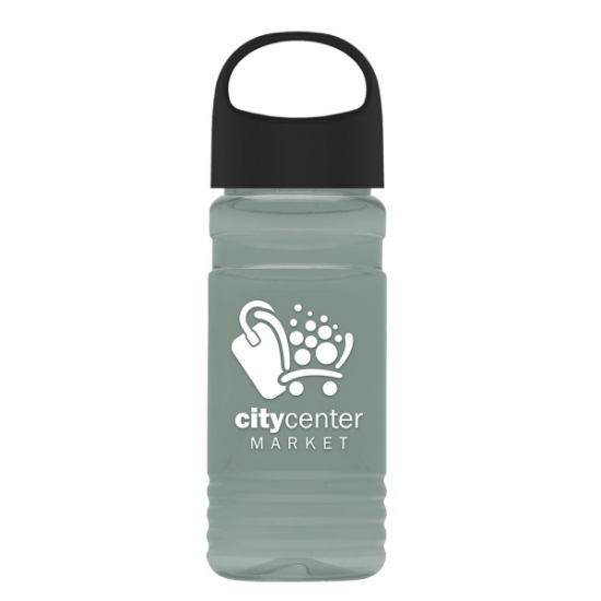 Garyline® RPET Bottle with Oval Crest Lid - 20 oz. - Glacier Blue