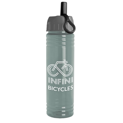 Garyline® Slim Fit RPET Bottle with Ring-Straw Lid - 24 oz. - Glacier Blue