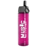 Garyline® Slim Fit RPET Bottle with Ring-Straw Lid - 24 oz. - Translucent Hot Pink