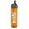 Garyline® Slim Fit RPET Bottle with Ring-Straw Lid - 24 oz. - Translucent Orange