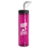 Garyline® Slim Fit RPET Bottle with Straw Lid - 24 oz. - Translucent Hot Pink