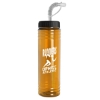 Garyline® Slim Fit RPET Bottle with Straw Lid - 24 oz. - Translucent Orange