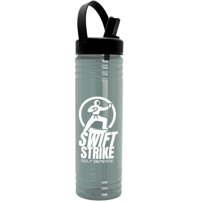 Garyline® Slim Fit RPET Bottle with Flip-Straw, Swivel-Handle Lid - 24 oz. - Glacier Blue