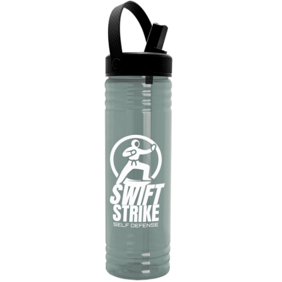 Garyline® Slim Fit RPET Bottle with Flip-Straw, Swivel-Handle Lid - 24 oz. - Glacier Blue