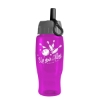 Garyline® Poly+ Recycled Bottle with Ring-Straw Lid - 27 oz. - Translucent Hot Pink