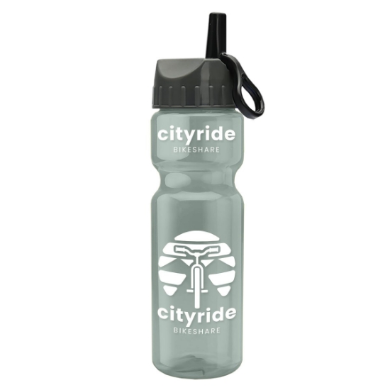 Garyline® Champ Recycled Bottle with Ring-Straw Lid - 28 oz. - Glacier Blue
