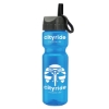 Garyline® Champ Recycled Bottle with Ring-Straw Lid - 28 oz. - Translucent Blue