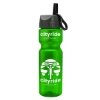 Garyline® Champ Recycled Bottle with Ring-Straw Lid - 28 oz. - Translucent Green
