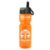 Garyline® Champ Recycled Bottle with Ring-Straw Lid - 28 oz. - Translucent Orange