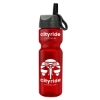 Garyline® Champ Recycled Bottle with Ring-Straw Lid - 28 oz. - Translucent Red