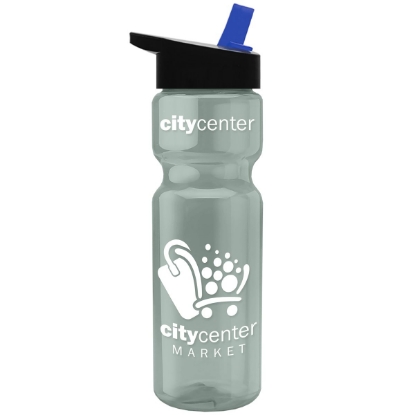 Garyline® Champ Recycled Bottle with Flip-Straw Lid - 28 oz. - Glacier Blue