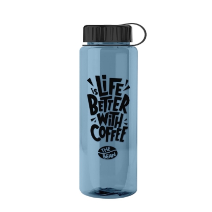Garyline® Slim Fit RPET Bottle with Tethered Lid - 32 oz. - Glacier Blue