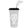 Super Size 32 oz Stadium Cup With Lid and Straw - White