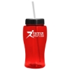 18 Oz. Pure-Poly Junior Sports Bottle w/Straw Lid - Translucent Red